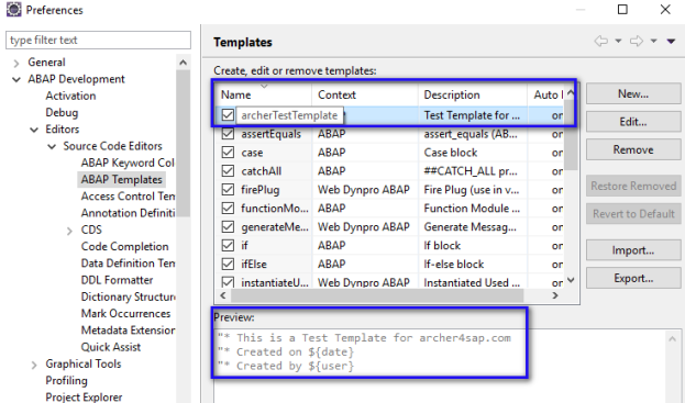 Create ABAP Template
